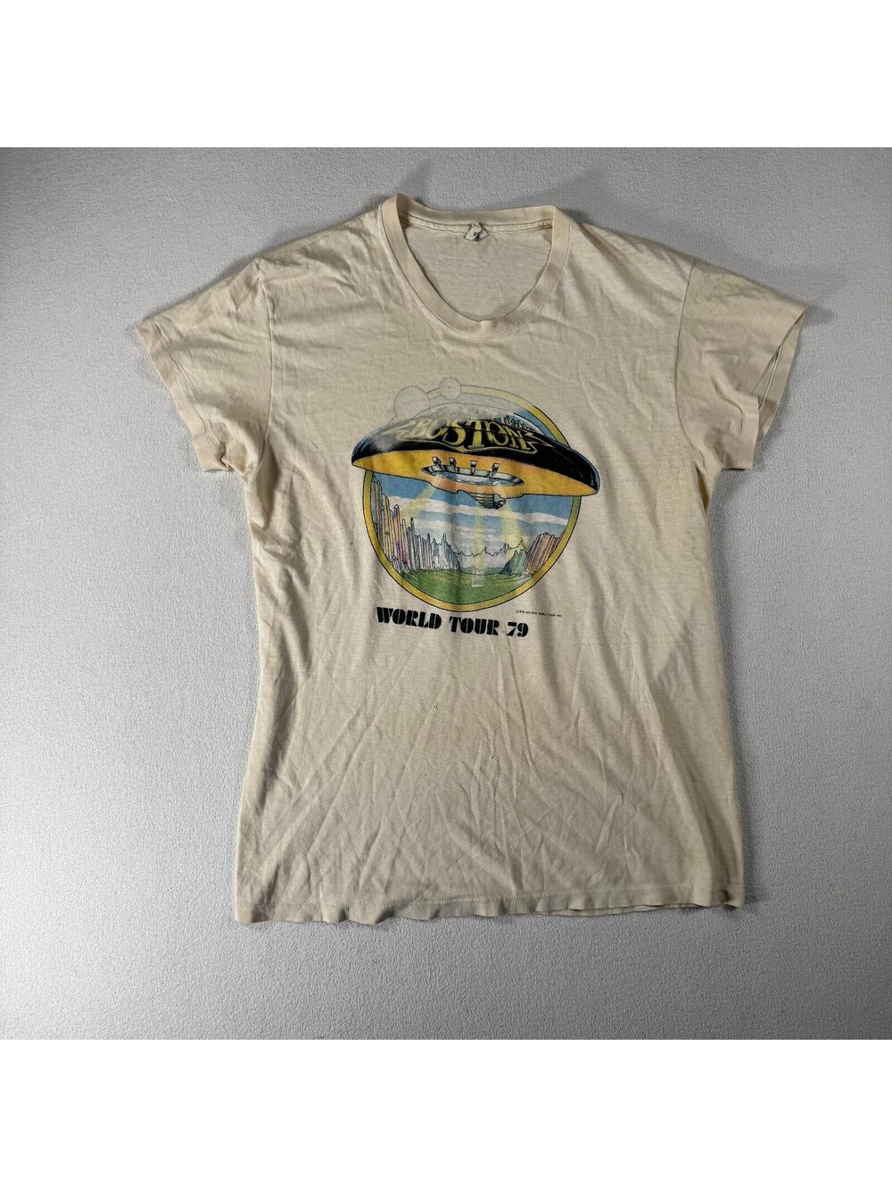 Vintage Hanes 1979 Boston World Tour Graphic T-Shirt Paper Thin